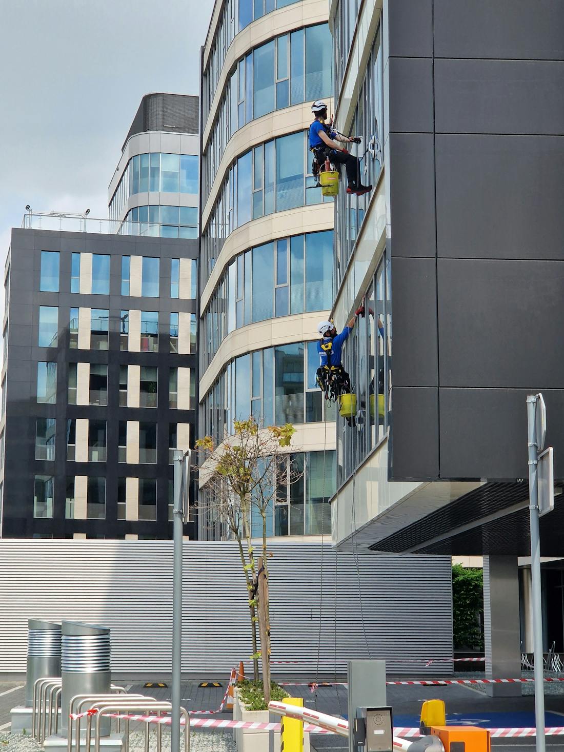 Operative cleaning a newly finished interior space